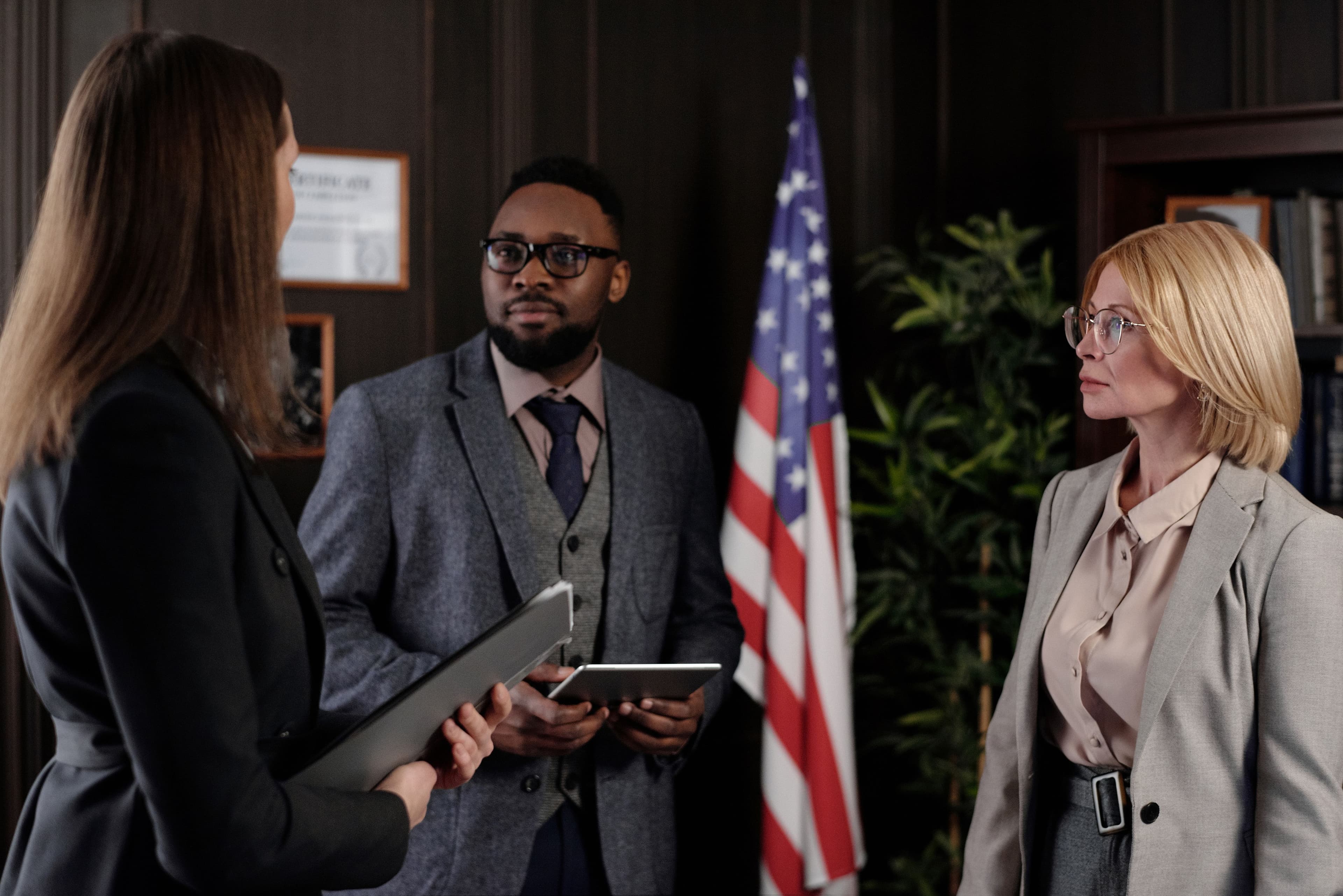 Attorneys collaborating in a law office